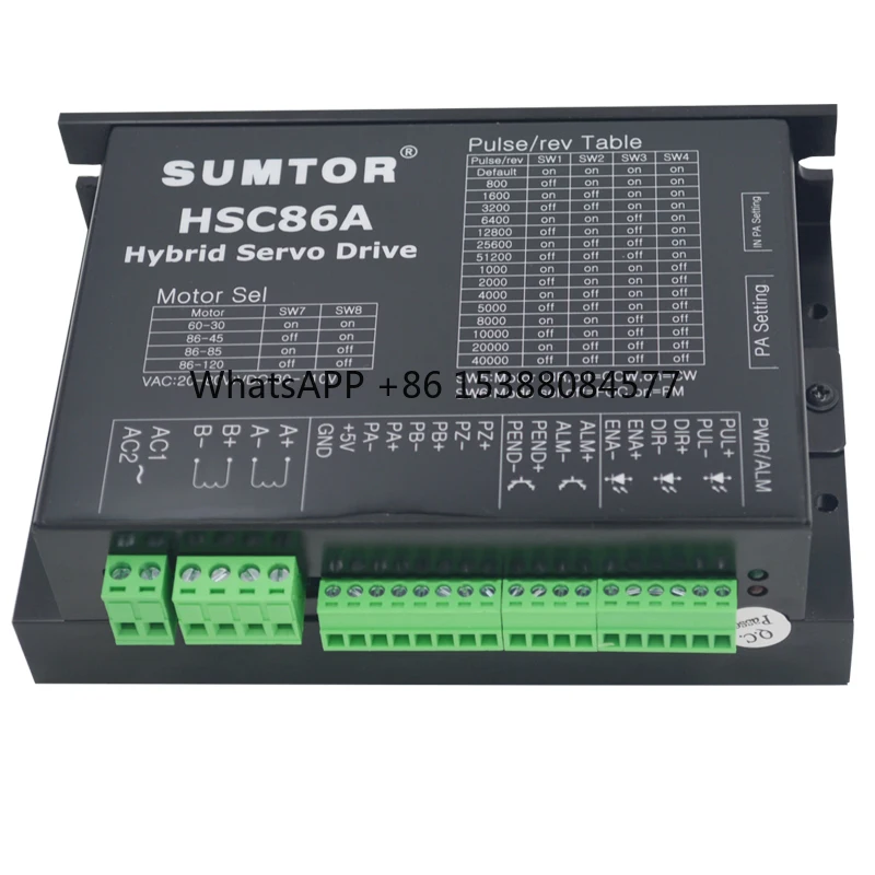 

2 Phase Hybrid Closed Loop Step Motor Driver HSC86A for NEMA 34 Stepper Motor Controller 8A AC 18-80V SUMTOR