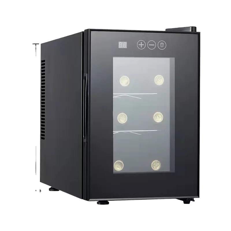 

Compact Stainless Steel Freestanding Wine Cooler Cabinet with Glass Door - 6/8/12 Bottle Capacity RV Beverage Chiller