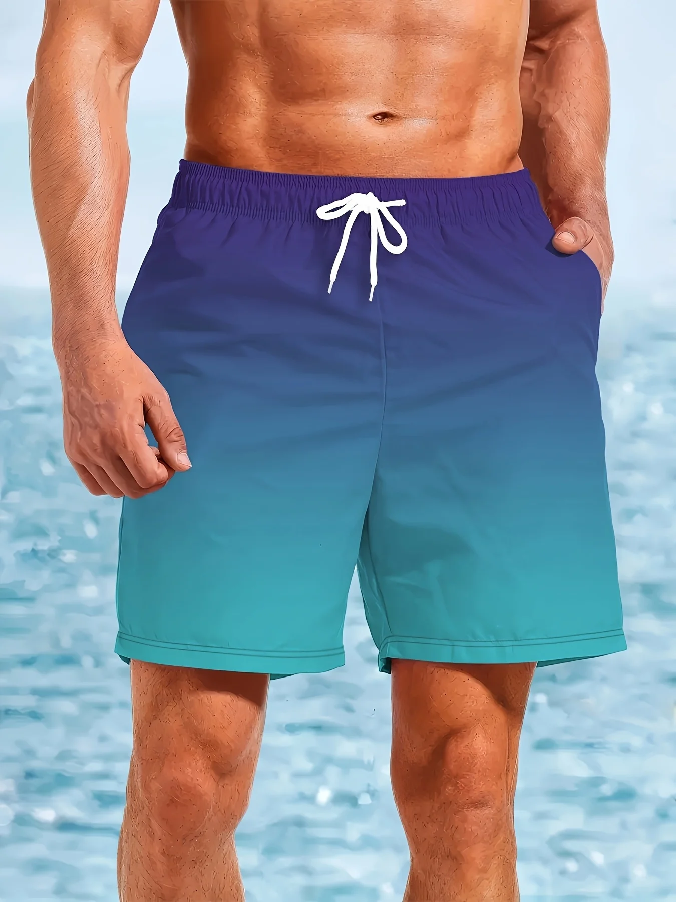 

Colorful Gradient Print Beach Shorts Hawaiian Seaside Swimming Surfing Shorts Summer Men's Fashion Harajuku Sports Casual Pants
