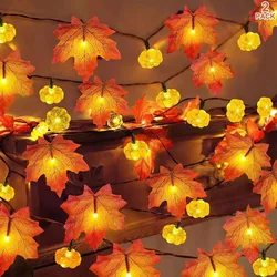 Guirnalda de luces Led con forma de hoja de arce y calabaza, guirnalda de luces de hadas para decoración de Halloween, fiesta en casa y jardín, 1,5 M, 10Led