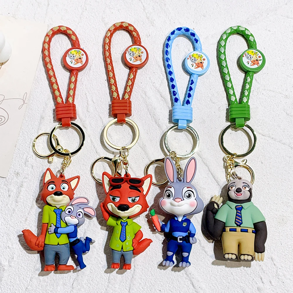 Disney Zootopia Animation Character Judy Nick Doll Keychain Bag Key Ring Pendant Accessories Cute Children's Toy Birthday Gi