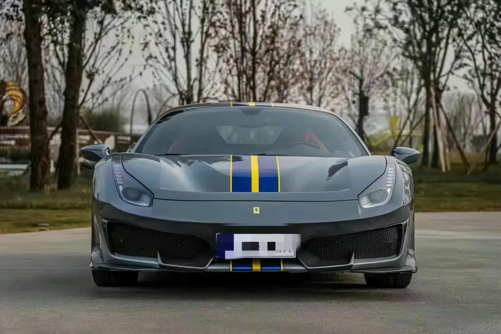 For Ferrari 488 GTB Upgrade Pista Style Carbon Fiber Front Bumper Cover Rear Bumper Spoiler Side Skirt Cover Complete Body Kit