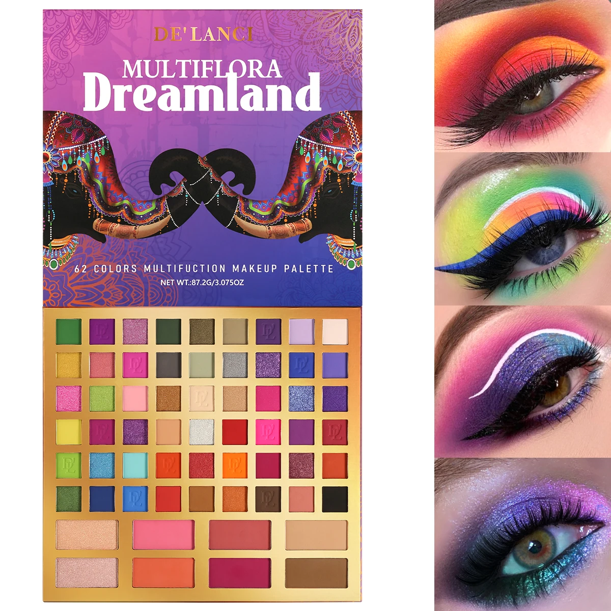 Palette per il trucco dell'ombretto grande e trucco illuminante per il viso, cipria per fard con contorno impermeabile altamente pigmentato tutto in uno