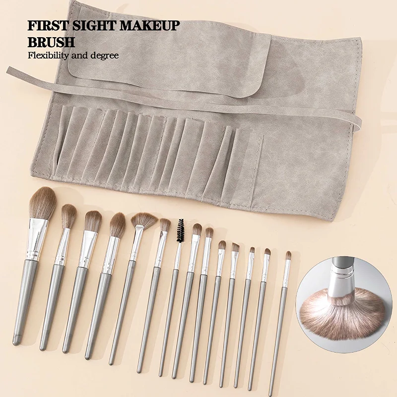 Ensemble de pinceaux de maquillage à poils souples, 14 pièces, avec pinceaux pour poudre, Blush et fond de teint, Kit d'outils cosmétiques professionnels pour débutants