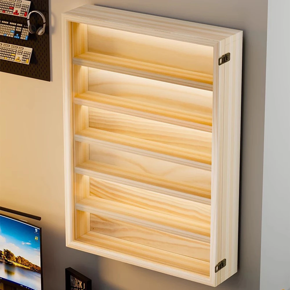 

6 Tier Wooden Wall Mount Display Case For Anime Figures Collectibles Model Car Storage Shelf Organizer
