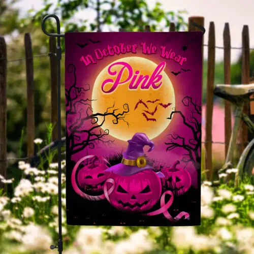 In October We Wear Pink Pumpkin Decorative Garden Flag AAL HHM WZZ yyi