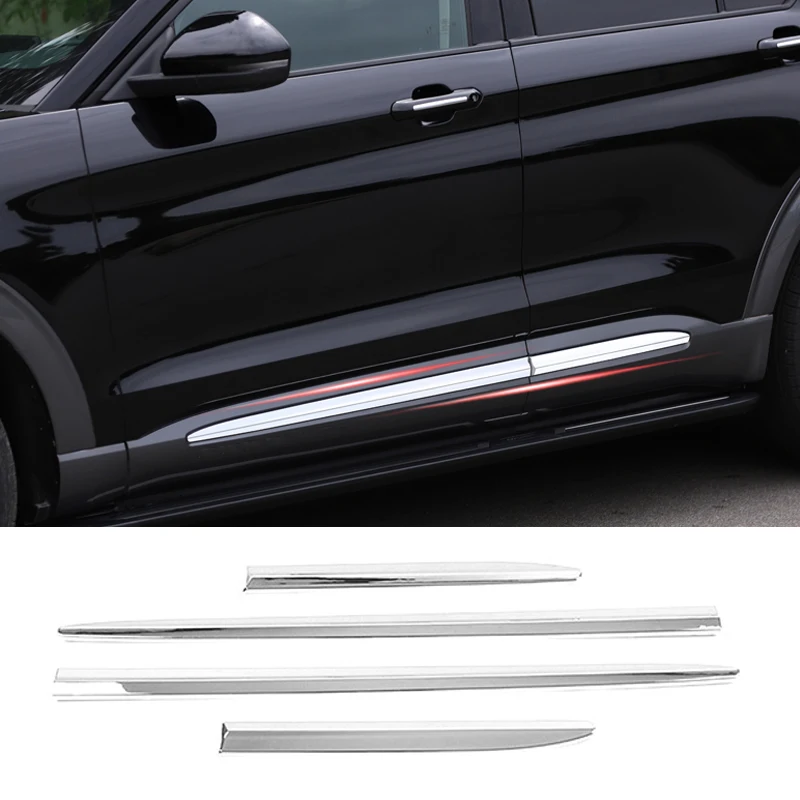 Car Accessories For Ford Explorer 2020-2023 ABS Chrome carbon Side Door Car Body Molding skirts scratch resistant Cover Trim