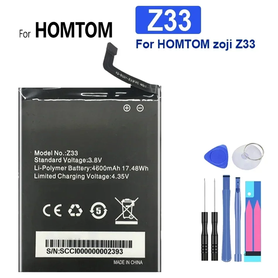 بطارية لـ HOMTOM Zoji Z33 4600Mah، هاتف ذكي، أدوات مجانية