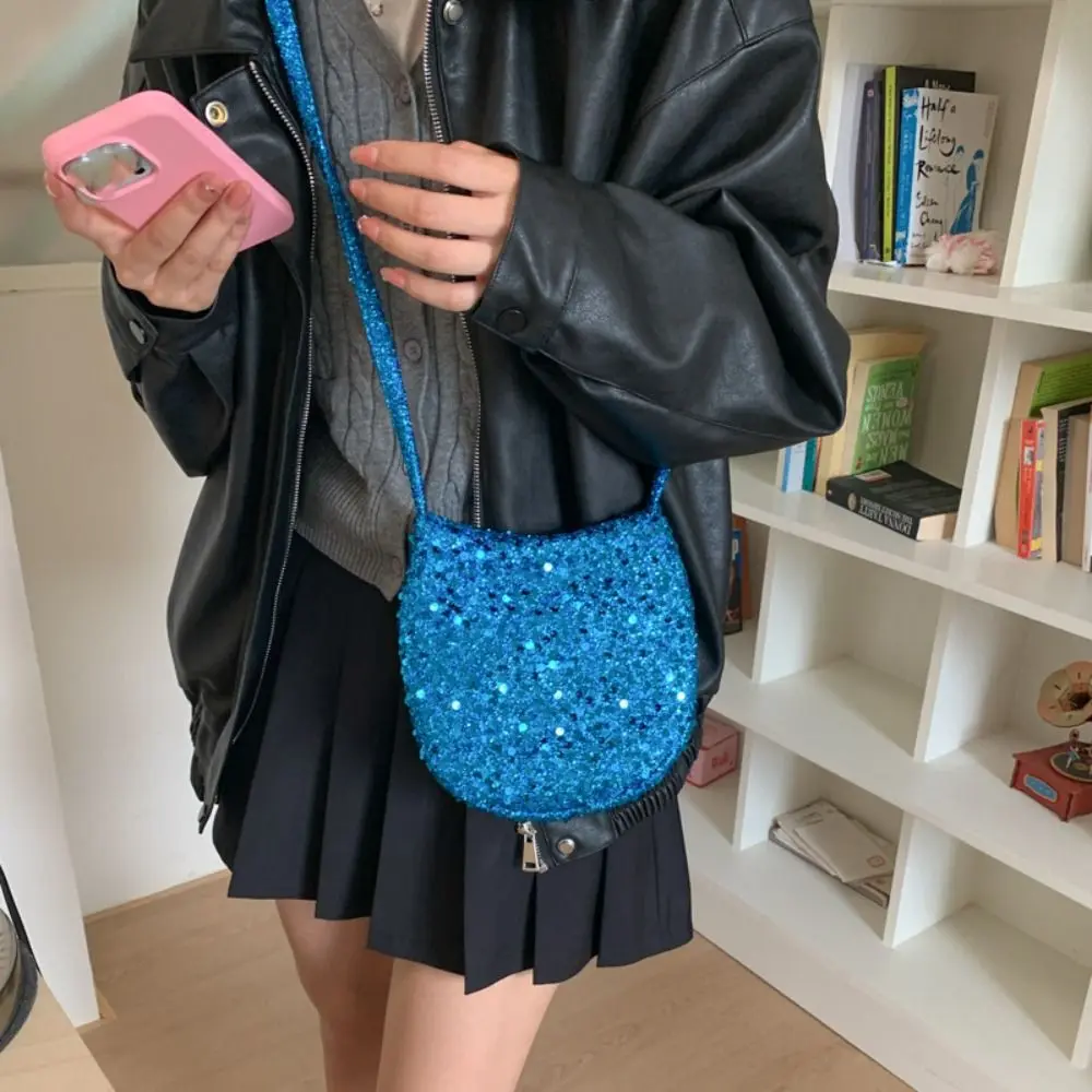 

Casual Blingbling Sequin Crossbody Bag Cute Heart Canvas Shoulder Bag Handbag Large Capacity Cloth Messenger Bag Streetwear