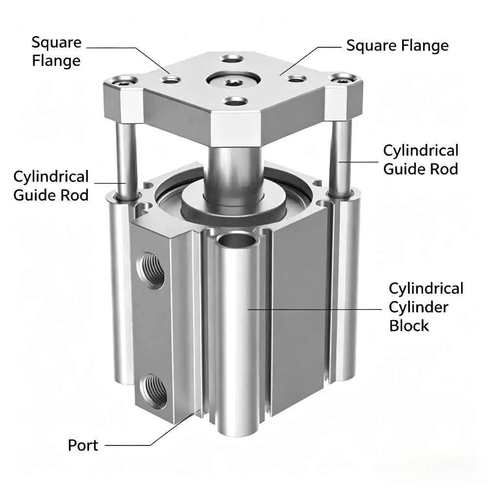 Three-shaft Three-rod CQMB Thin Cylinder with Guide Rod CQMB12/16/20/25×32×40×50×63-20×25