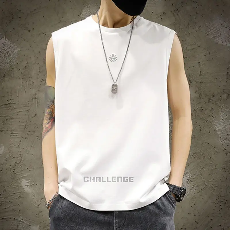 

Fashion O-Neck Loose Printed Letter Sleeveless Tee Shirt Men Clothing 2024 Summer New Oversized All-match Tops Casual Tank Top