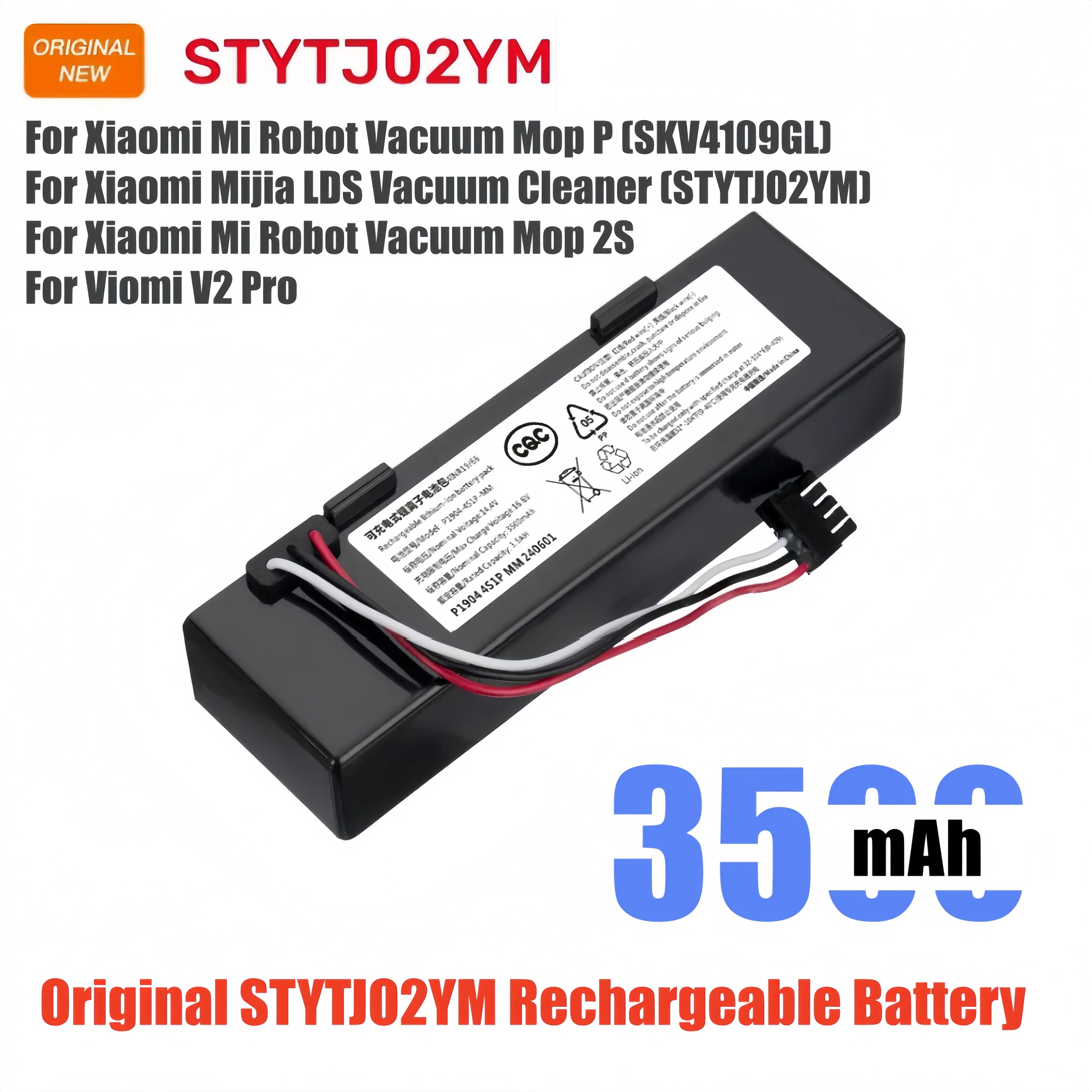 

Original Replacement Battery 14.8V STYTJ02YM for Xiaomi Mijia LDS Mi Robot Vacuum Mop P 2S Haier JX37 High Capacity