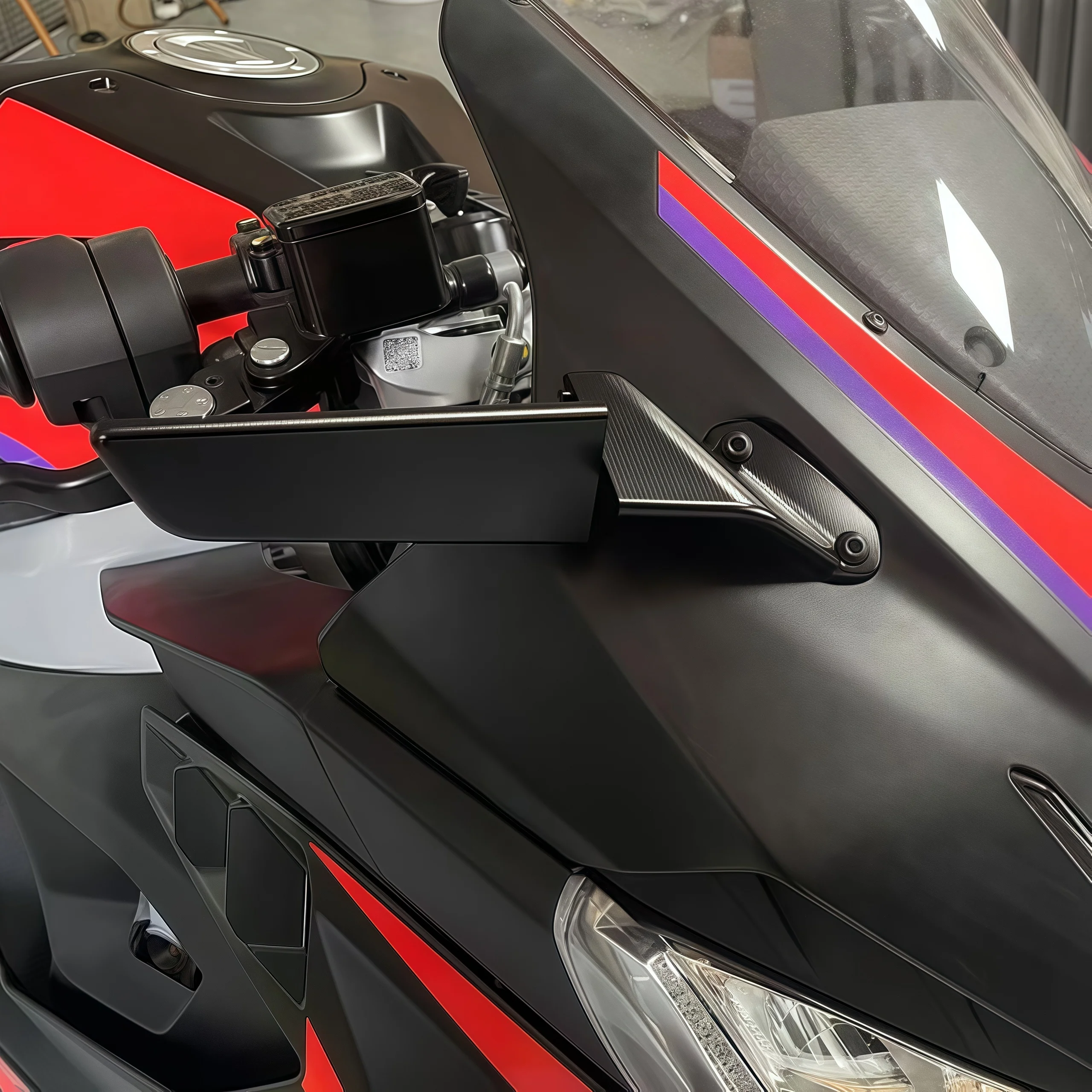 Kit de rétroviseurs réglables Stealth dehors Winglet, anti-absorbe ouissement, lentilles bleues, rétroviseurs pour Aprilia RS457