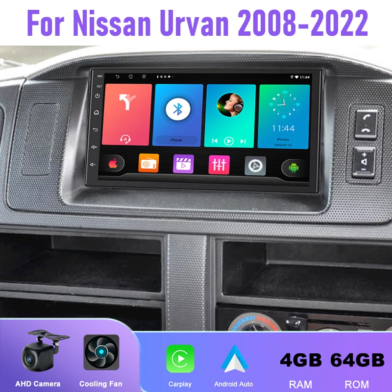 

7'' 4+64GB For Nissan Urvan 2008-2022 Car Radio Android 15 Auto Support Wireless Apple Carplay Steering Wheel Control 2DIN