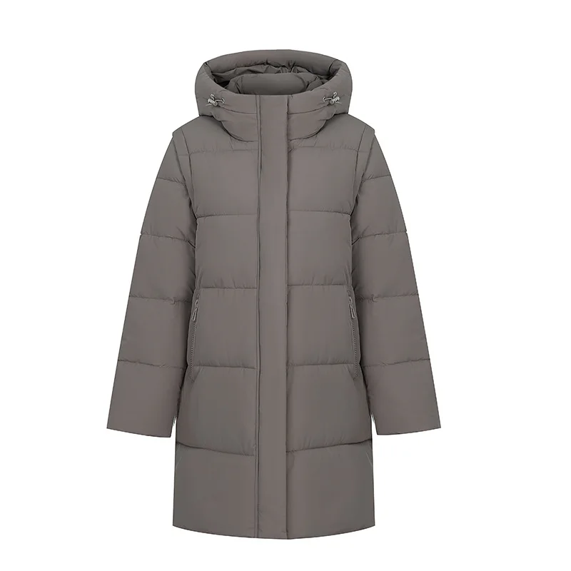 Parkas Women Mid Length Coats Hooded Zipper Jackets Casual Loose Sleeve Thick Warm Y2k Streetwear Elegant Autumn Winter 2025