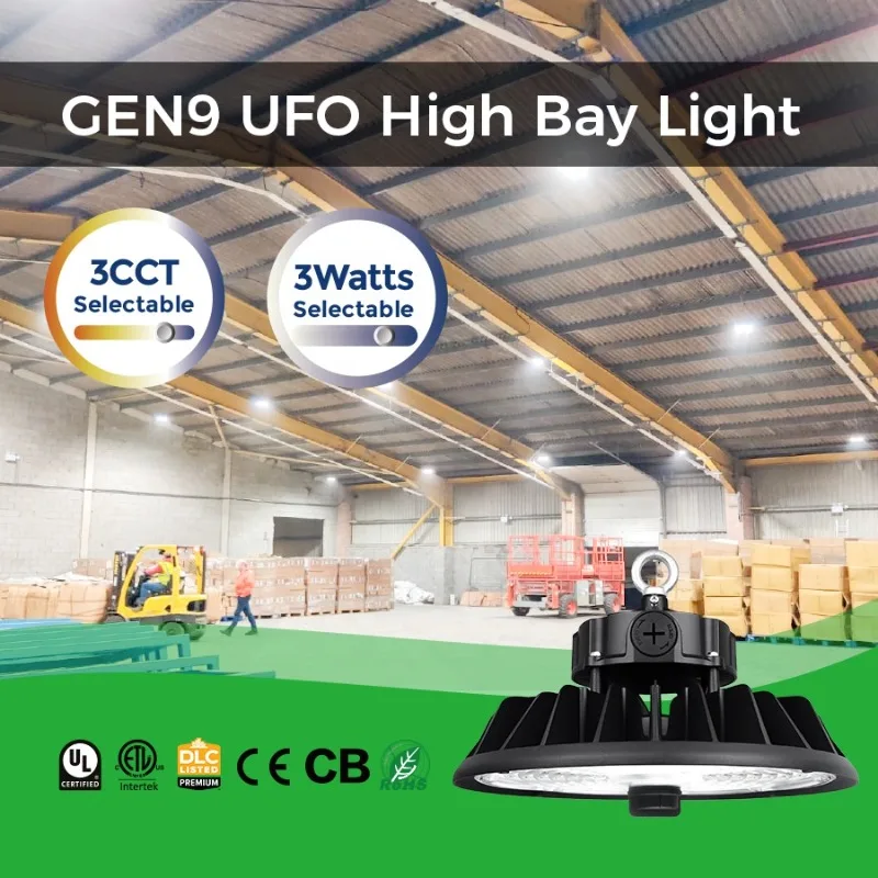 Industrial UFO Light Emitting Diode High Shed Light Switchable Dimmable Aluminum Warehouse Fixture Workshop Garage