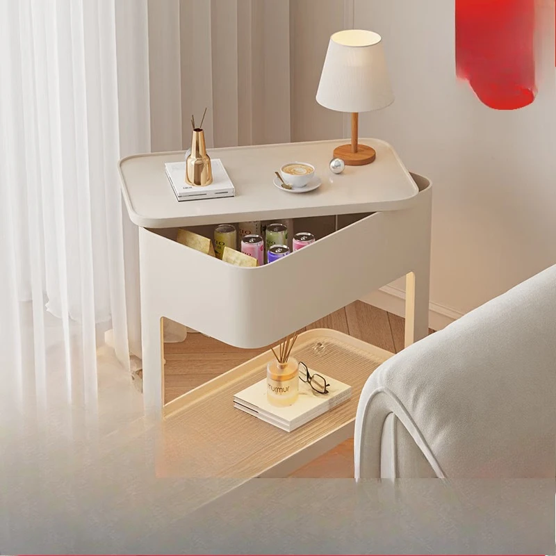 

Living room sofa side table, modern with wheels, simple and movable rotating small coffee table