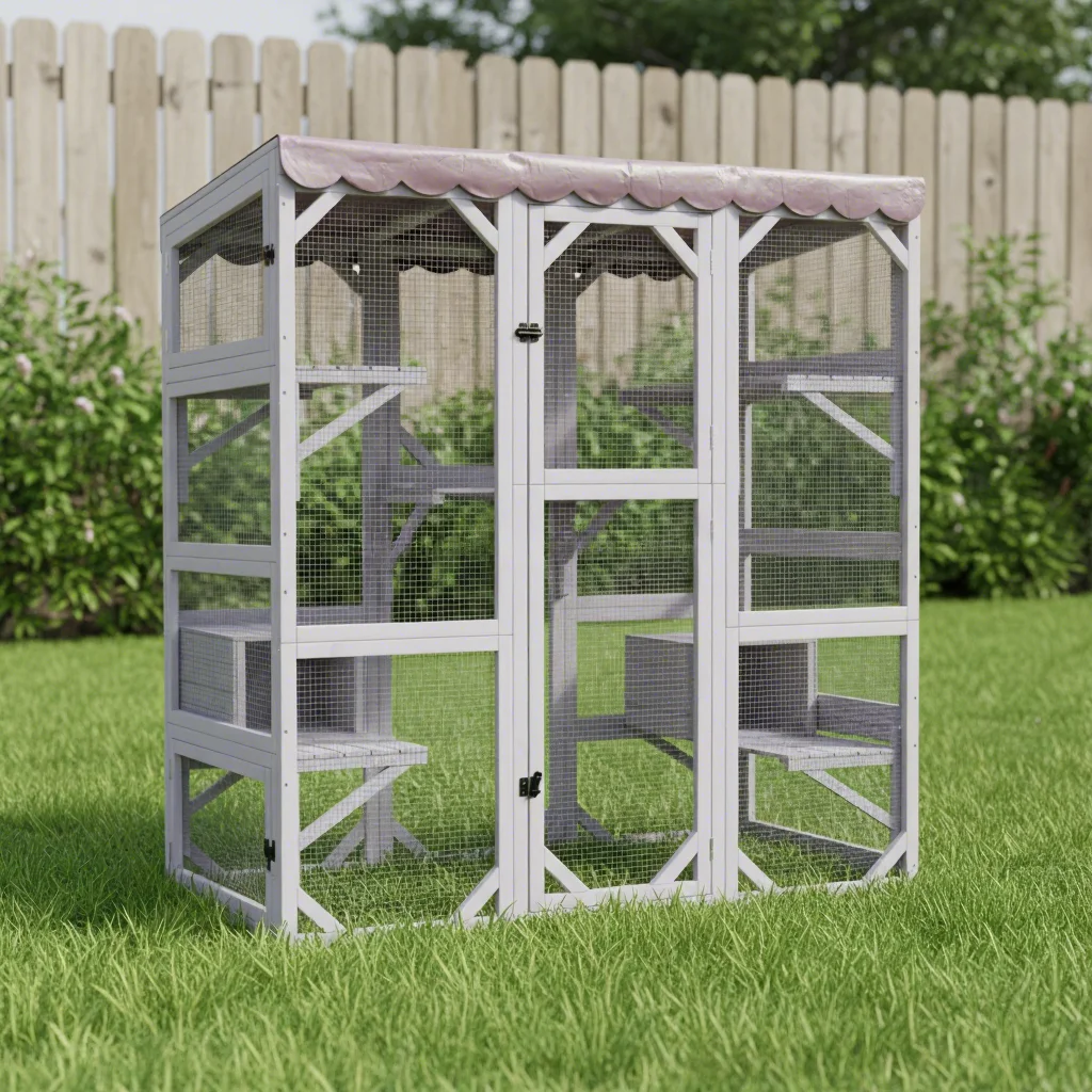 

Custom SDCH011 Hot Sale Eco-Friendly Durable Large Outdoor Wooden Cat House Button Closure Pet Furniture Cats All Seasons Solid