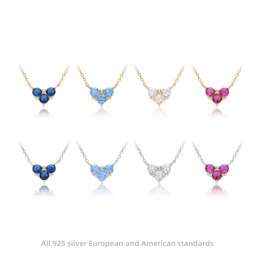 

Korean Women's 925 Sterling Silver Necklace, Heart Pendant Style, Creative Fashion Light Luxury Versatile Niche Collarbone Chain