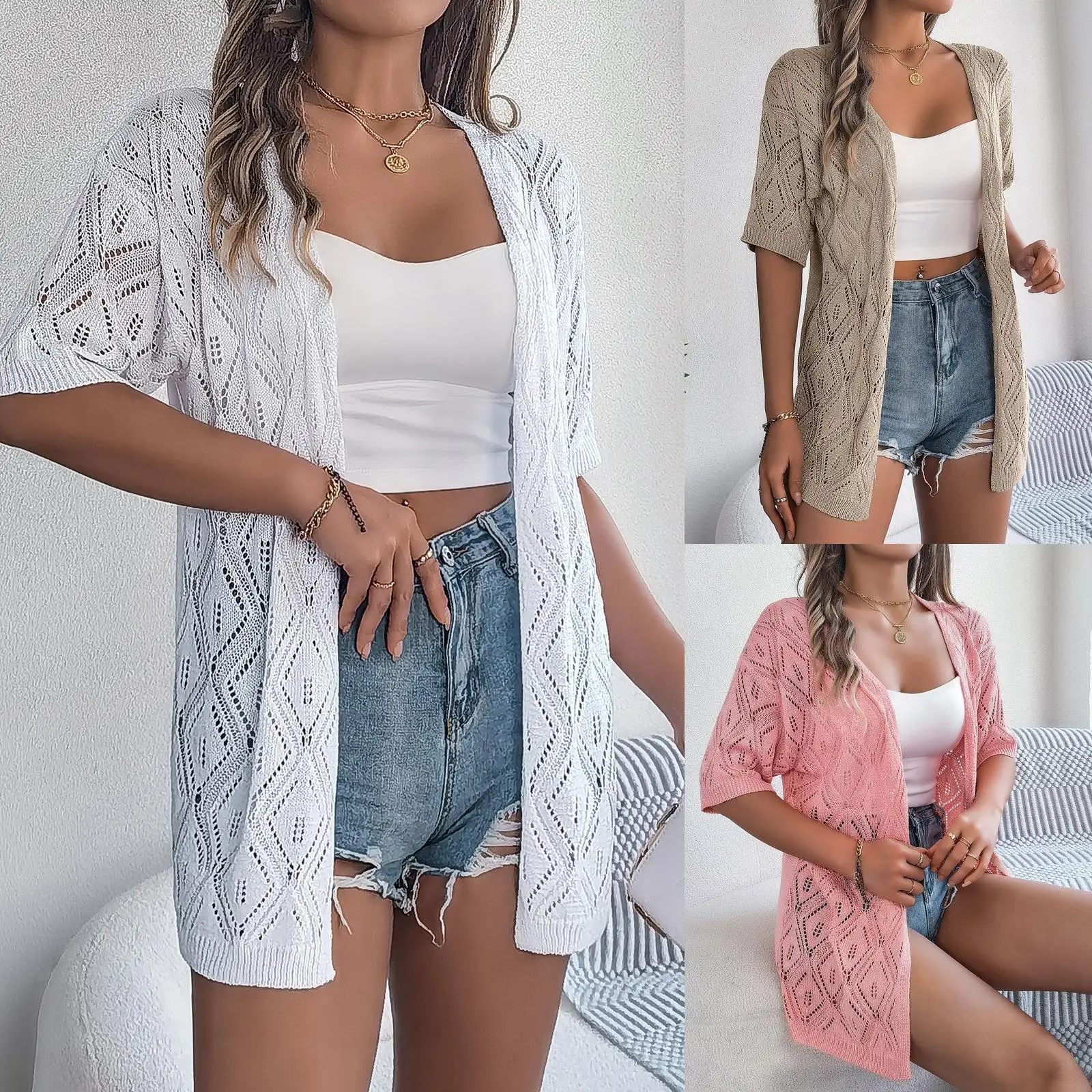 

Вязаный ор Све Открытый кардиган Пляжная защита от солнца irt Трансграничная женская одежда Осенний длинный све