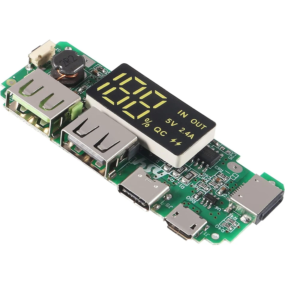 Lithium Battery Charger Board LED Dual USB 5V 2.4A Micro/Type-C USB Mobile Power Bank 18650 Charging Module