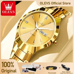 OLEVS Men's Watches Top Brand Luxury Original Quartz Wacth for Man Waterproof Tungsten Steel Case Strap Luminous Date Week Thin