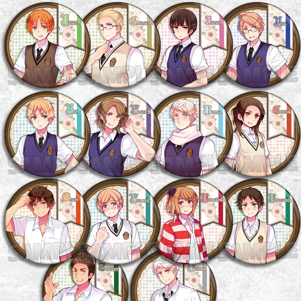 58mm Anime The Beautiful World Stars USA UK CN Cosplay COSTUME Badge Pin SPTE Tinplate Brooch Prop Gilf﻿