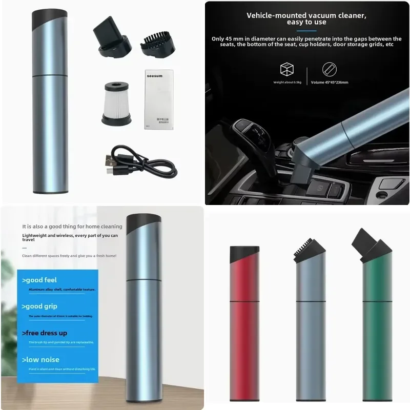 Mini Cordless Vacuum Cleaner USB Rechargeable Handheld Portable with 3 Nozzles for Car Keyboard Desktop Home Office Cleaning