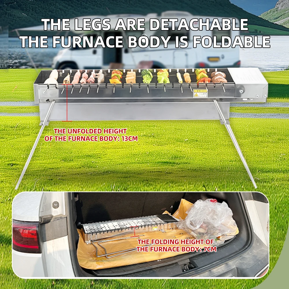 

BBQ Outdoor Camping Tool Folding Charcoal Grill Rack Automatic Flipping Barbecue Machine