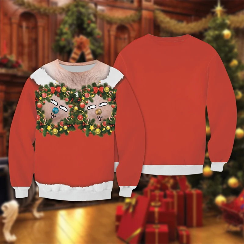Funny Belly Graphic Ugly Christmas Sweater Personality Santa Jacket 3D Printed Unisex Sweatshirts Cool Streetwear Pullovers Tops