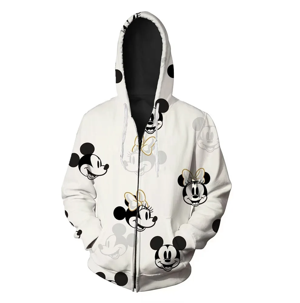 New Harajuku Streetwear autunno felpa da uomo Disney Brand Mickey e Minnie Anime 3D Printed Fashion Casual Zip felpa con cappuccio y2k