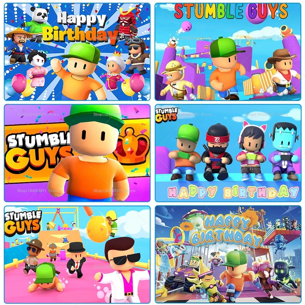 Stumble Guys tema fiesta de cumpleaños decoración de dibujos animados Banner fondo niño niña regalo suministros de fiesta Baby Shower fotografía Prop