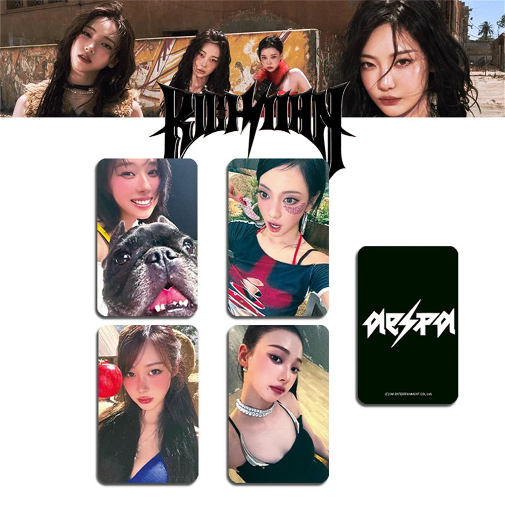4 szt./zestaw KPOP Rich Man Album Fotokarty z członkami zespołu KARINA GISELLE WINTER NINGNING HD Pocztówka Dwustronne Karty Lomo Kolekcja dla Fanów