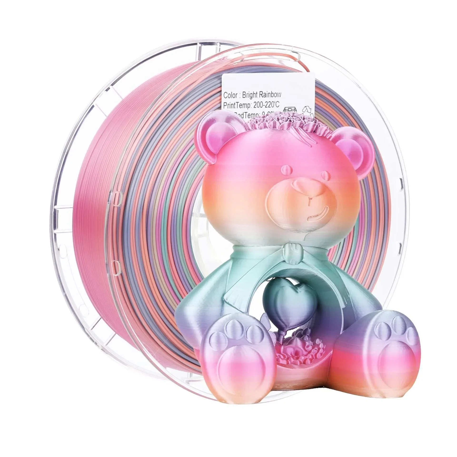 1kg Rainbow Macaron Gradient Silk PLA Filament 1.75mm, Multi-Color Texture 3D Printing Consumables for FDM 3D Printers