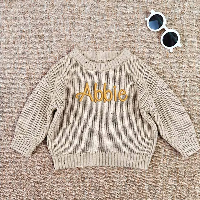 Personalized knitted sweater for babies, classic collection, made of 100% cotton, embroidered name sweater for baby Christmas gi