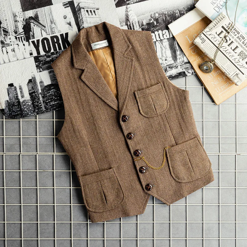 

Мужской жилет в стиле ретро, деловой повседневный, с цветочным принтом, модный, на одной пуговице, с V-образным вырезом