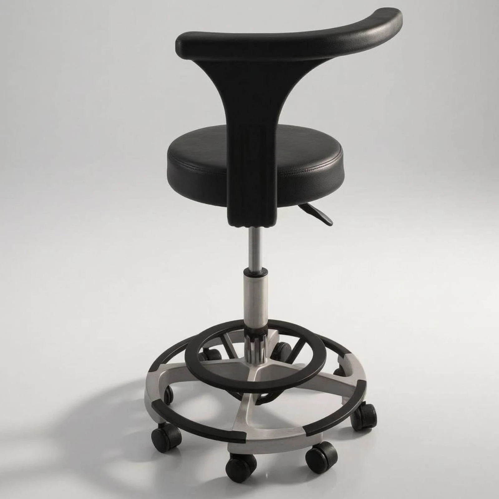 

Medical Stool with Back Five Caster Base Medical Stool Chair Office Seating Arm Support Seat Heavy-Duty