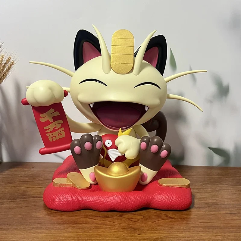 Pokemon Recruit Wealth Meowth Pvc Model Action Doll Lucky Cat Cartoon Kawaii Model Desktop Ornaments Lucky Cat Decoration