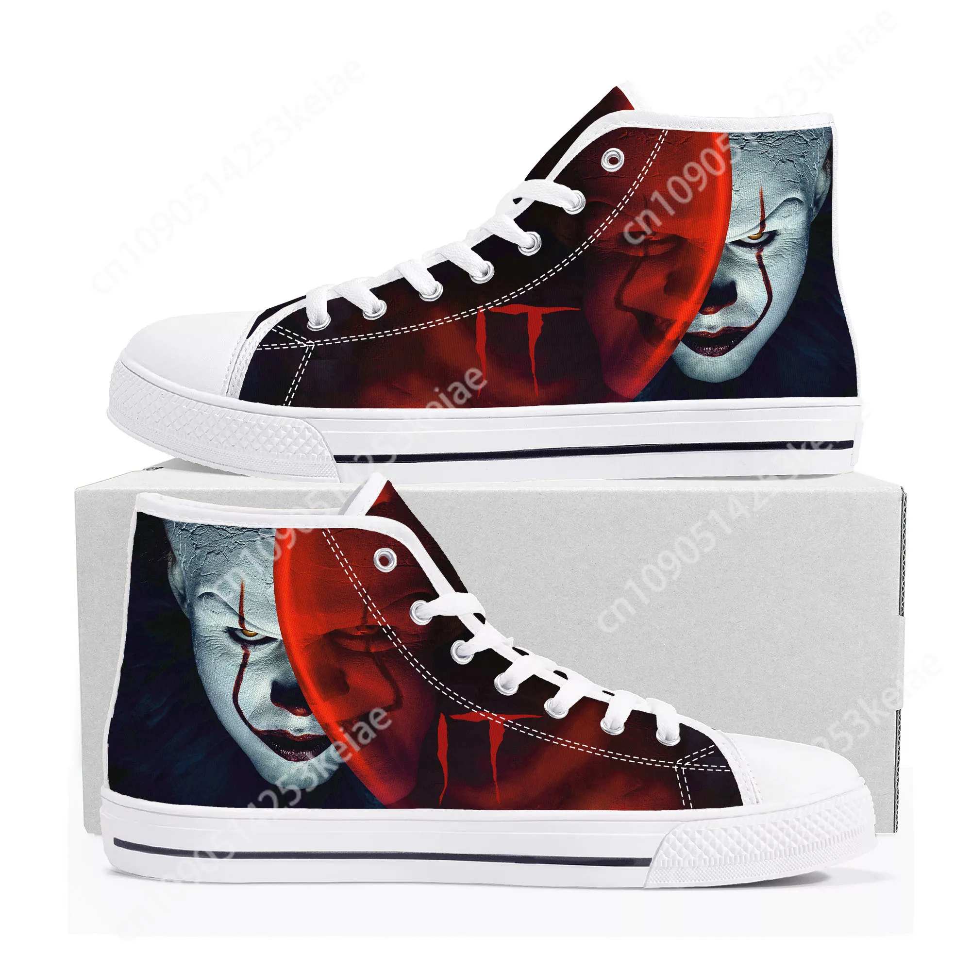 It Movie Pennywise the dancing clown High Top Sneakers Mens Womens Teenager Canvas Sneaker Casual Custom Made Shoes