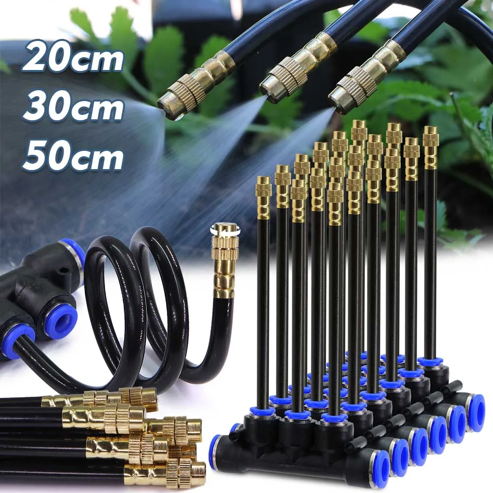 

20/30/50cm 360° Bend Misting Nozzle 3-holes Atomizer Sprayer Slip Lock Joint for 3/8" 9/12mm Garden Irrigation Cooling Watering