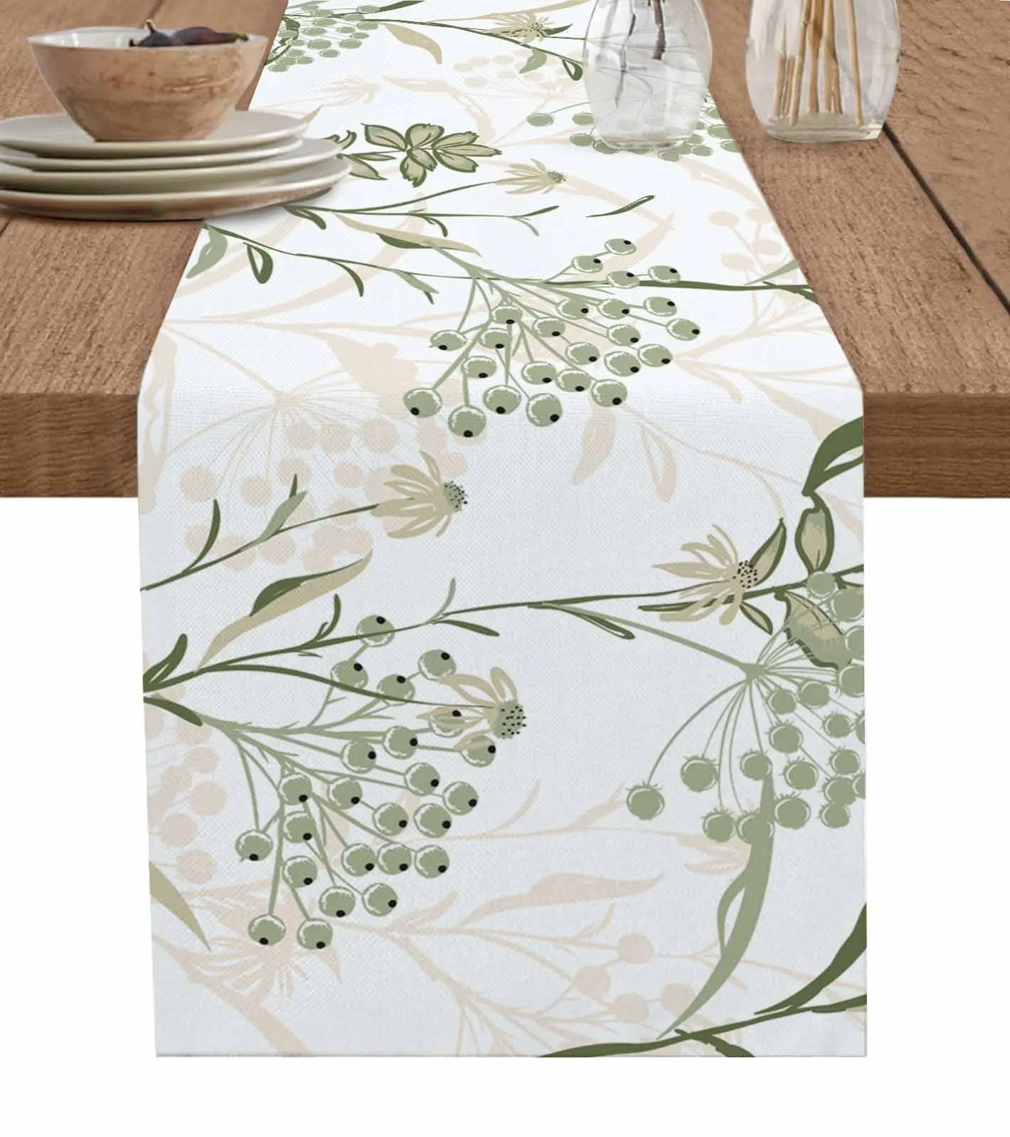 Plant Textured Fruits Table Runners for Wedding Party Kitchen Dining Table Decor Coasters Home Tablecloth Table Mat