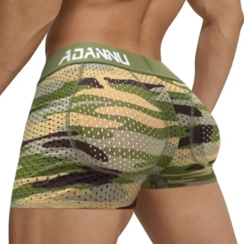 

Sexy Mens Padded Underwear Mesh Boxer Buttocks Lifter Enlarge Butt Push Up Pad Underpants Pouch Panties Camouflage Breathable
