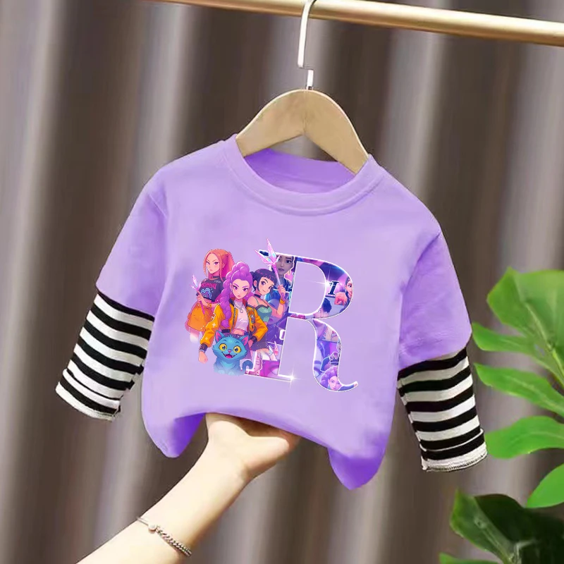 

Kpop Demon Hunters Children's Long Sleeved T-shirt Boys Girls Cartoon Anime Base Shirts Spring Autumn Outdoor Clothing Top Gifts