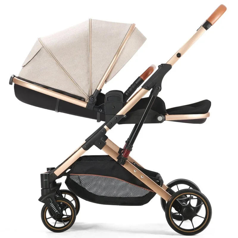 Two-way Seat Baby Stroller High Landscape Lightweight Foldable Travel Stroller Newborn Four-wheeled Shock-absorbing Stroller