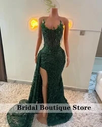 Luxury Green Sweetheart Bead Prom Dresses 2026 Tassels Diamonds African Formal Wedding Party Dress Evening Gowns Customized