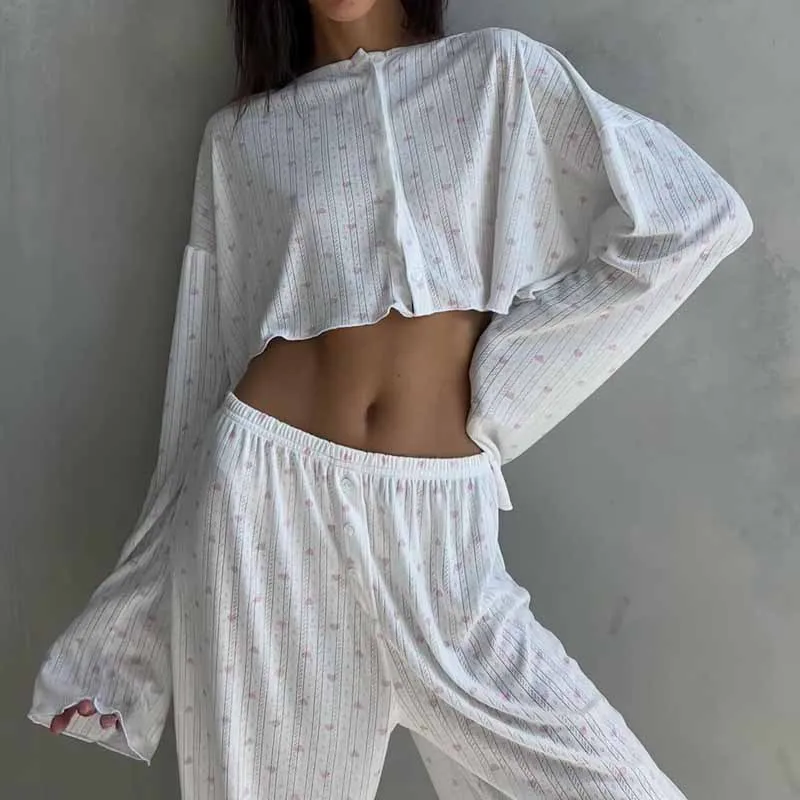 

Floral Printed Fashion Pajama Set For Women Comfortable Casual Three-piece Set New Niche Vest Long Sleeve Long Pants Sleepwear
