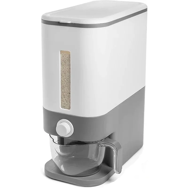 Cylinder Moisture Proof Household Cereal25 Lbs Rice Dispenser, Large Grain Container Storage with Lid Measuring