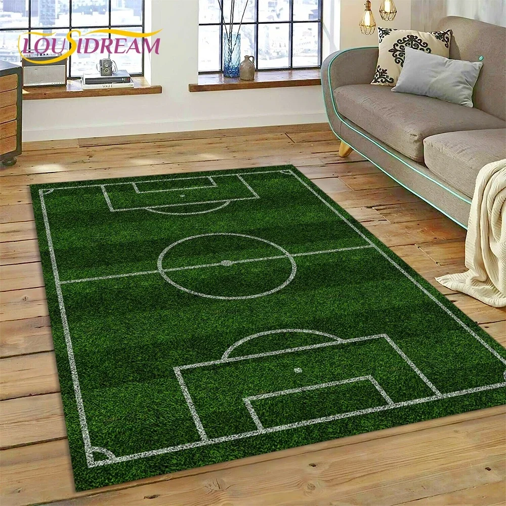 

3D Soccer Football Field Carpet Rug for Bedroom Living Room Home Sofa Decoration,Children Play Game Large Decor Floor Mat Gift