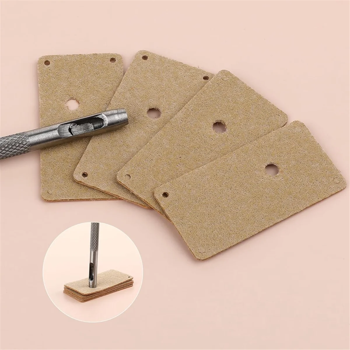 

AB02 6 PCS Leather Punch 1.5mm-4.5mm Round Hollow Punch Set Leather Stitching Punch Tool for Leather Watch Strap