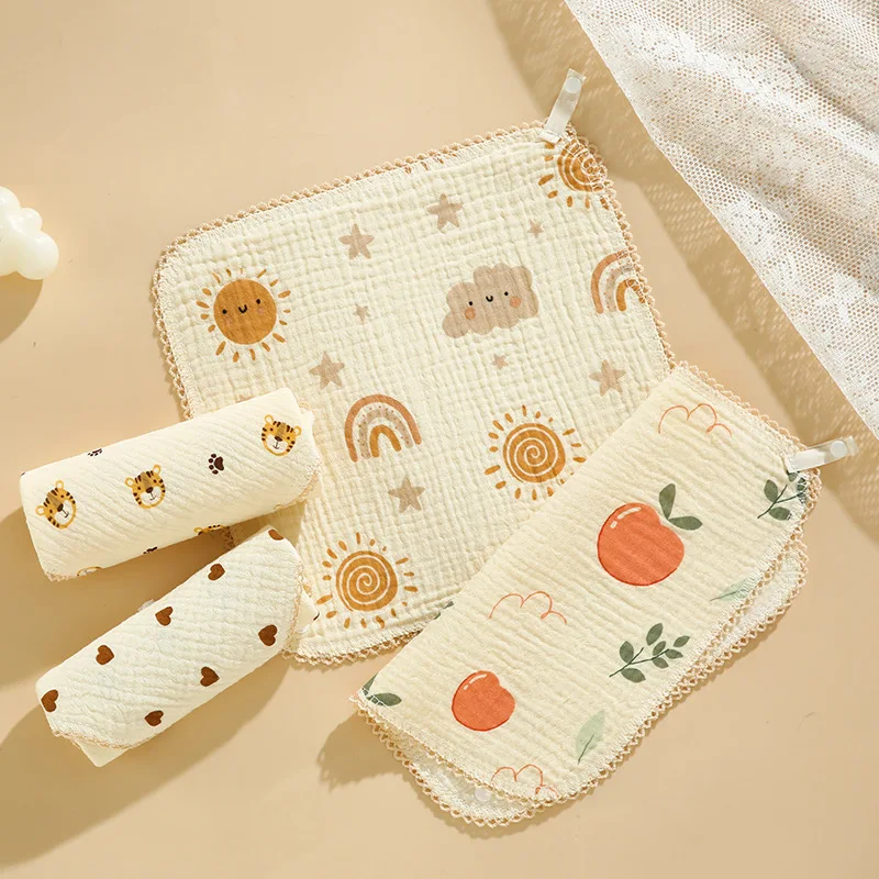 1pcs Pure Cotton Square Towel Newborn Baby Towel Dual-use Baby Bibs Children\'s Handkerchief Triangle Feeding